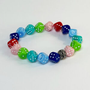 3104 bracelet dice multi colorbeads metal spacer 10 mm