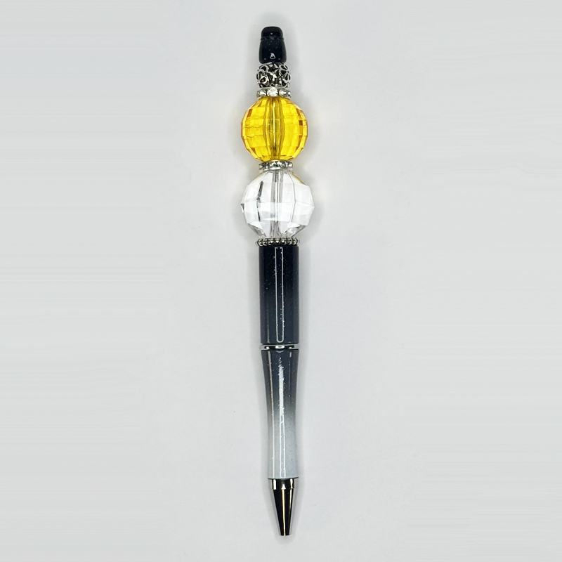 Black & Amber Crystal Beaded Pen