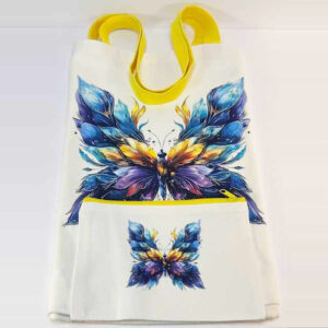 3514 blue and yellow butterfly tote pouch