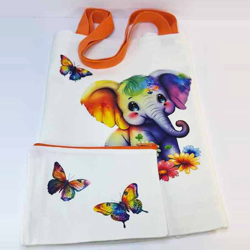 3518 colorful elephant tote pouch