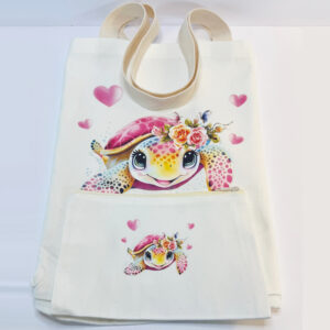 3538 tote pouch pink turtle