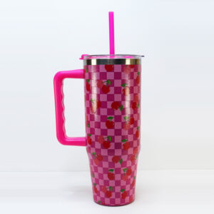 3806 hot pink checks 30oz tumbler