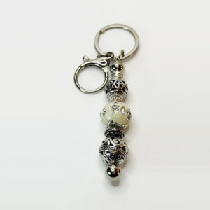 4128 keychain silver with silver metal white metal