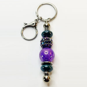 4130 keychain silver purple iridescent purple bead