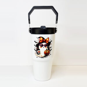 white girl ghost Halloween tumbler