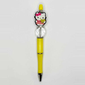 Hello Kitty with Yellow Heart with Clear Acrylic Crystal Bead Character Pen